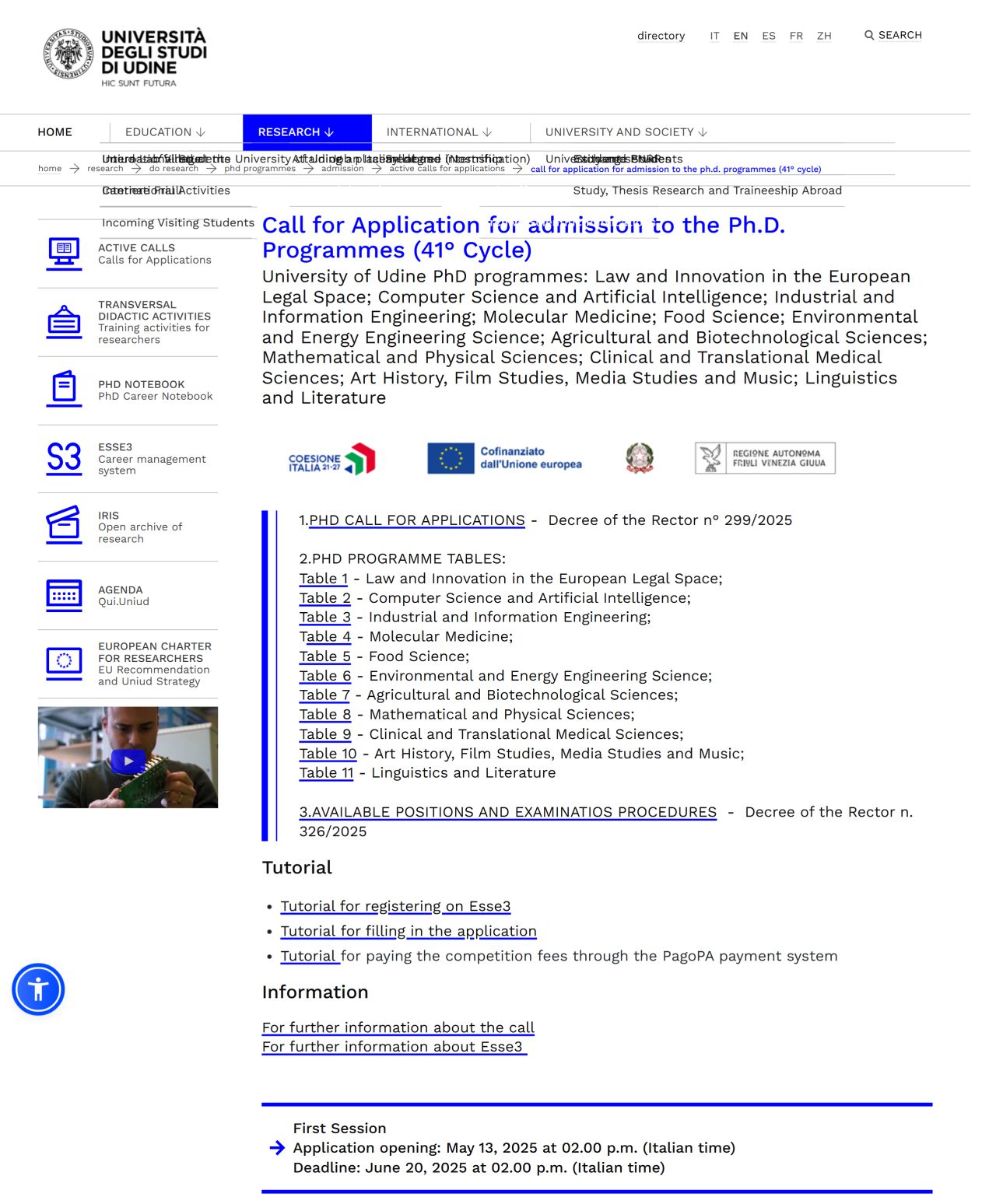 University of Udine Ph.D. Admissions 2025 (41st Cycle) – Fully Funded PhD in Italy for International Students