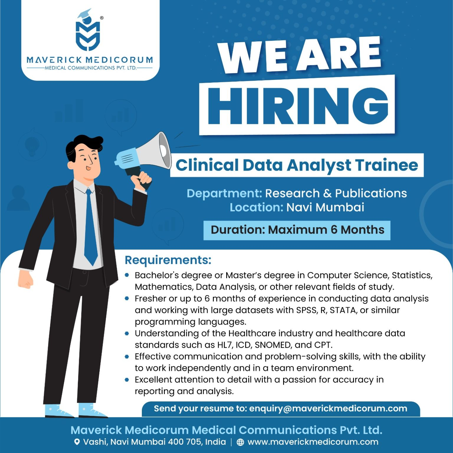Maverick Medicorum Hiring Clinical Data Analyst Trainee – Freshers Apply Now