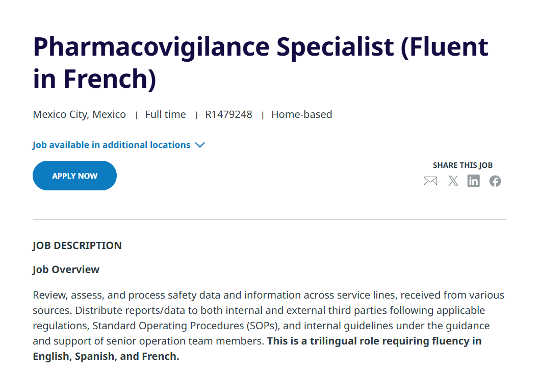 IQVIA Hiring Pharmacovigilance Specialist (Trilingual) – Remote Clinical Research Jobs 2025 in Mexico City