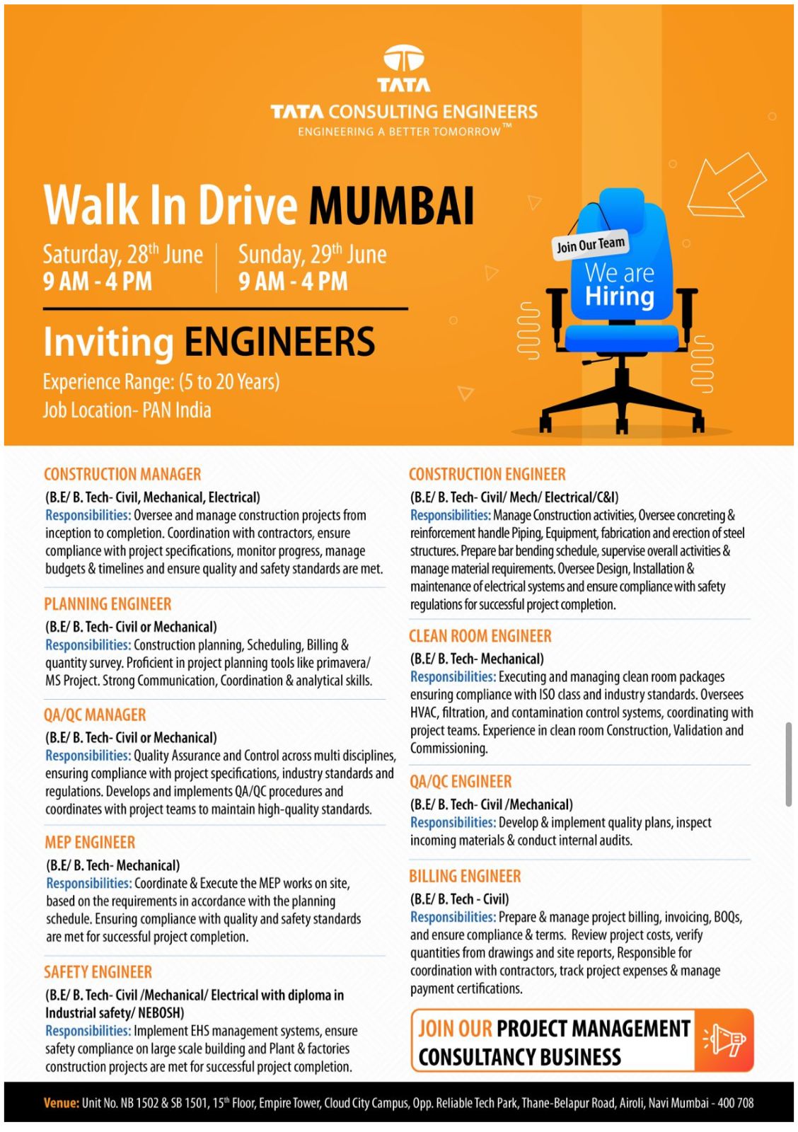TCS Walk-In Interview June 2025 | High-Paying Construction & Engineering Jobs | PAN India Openings