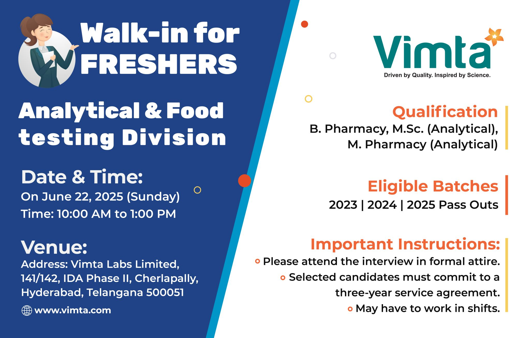 Vimta Labs Walk-In Drive for Freshers – Analytical & Food Testing Jobs in Hyderabad | 22nd June 2025