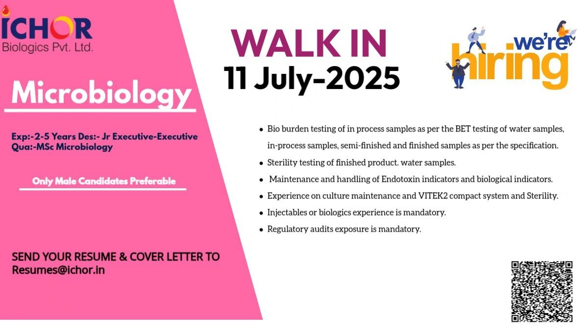 ICHOR Biologics Walk-In Interview for Microbiology Jobs
