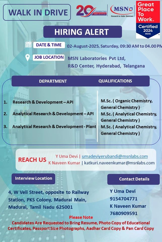 Walk-In Drive: R&D Job Openings