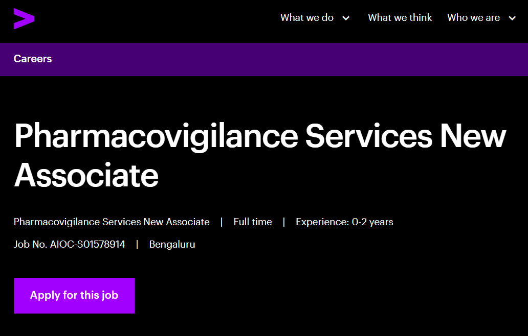 Accenture Hiring Freshers for Pharmacovigilance Associate Role – Apply Now