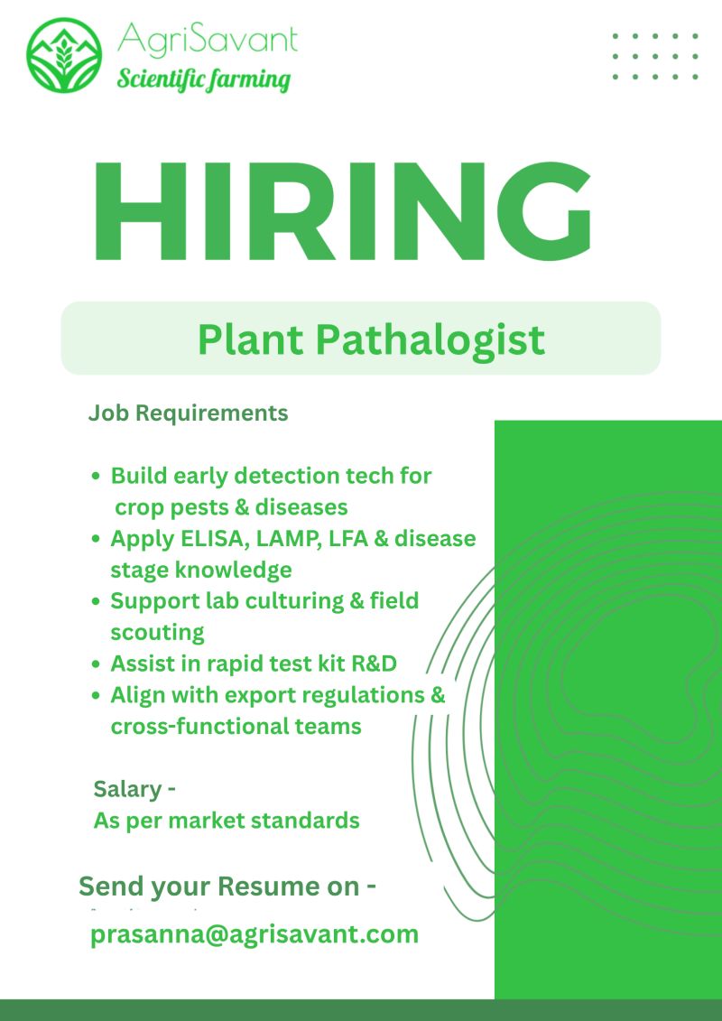 Plant Pathologist – R&D Jobs | AgriSavant Hiring