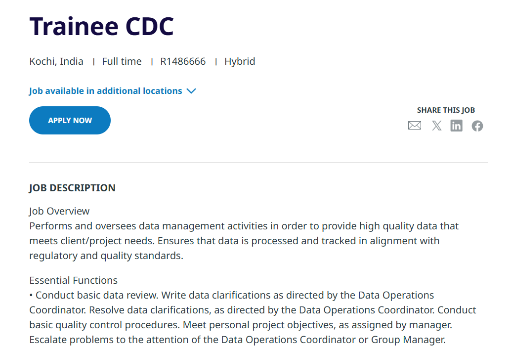 IQVIA Hiring Freshers for Trainee Clinical Data Coordinator Jobs – July 2025
