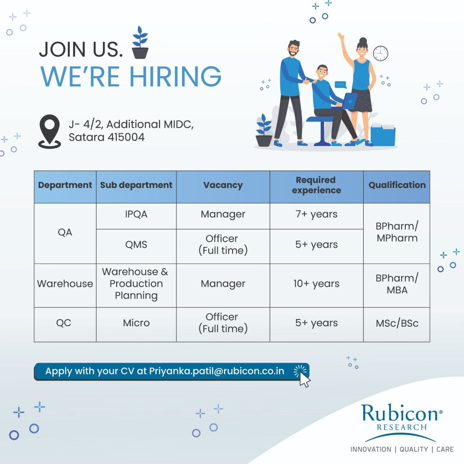 Hiring: QA, QC & Warehouse Manager Job Openings – Apply Now