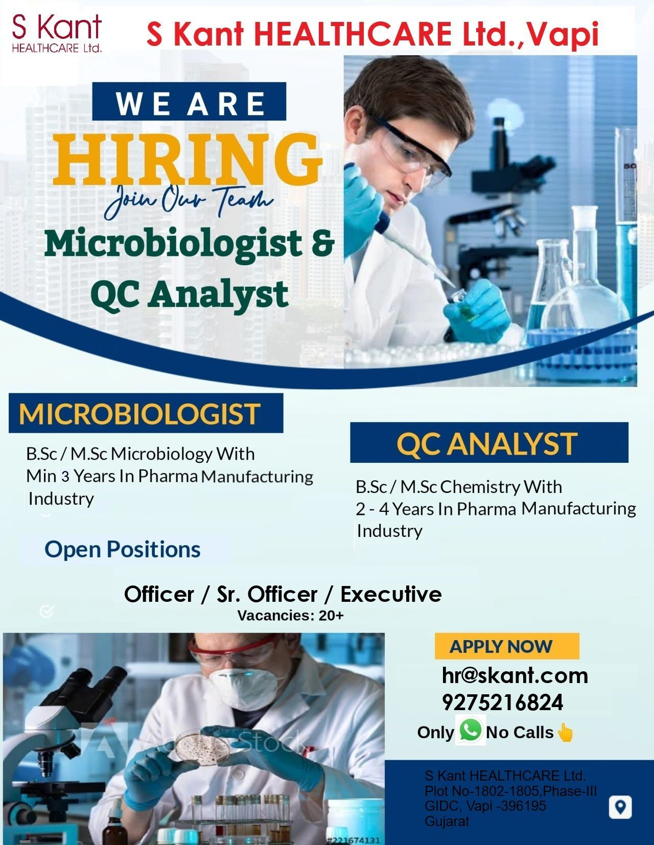 S Kant Healthcare Hiring 20+ QC Analysts & Microbiologists – Apply Now