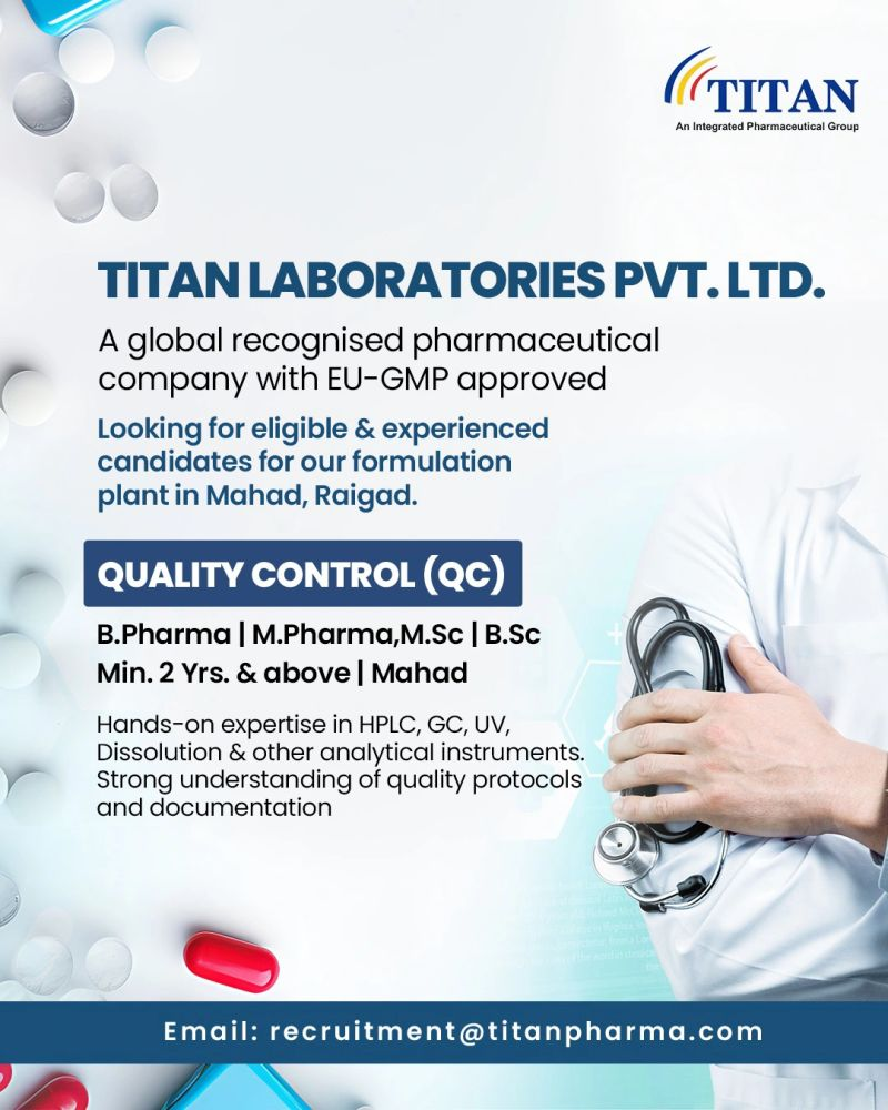 Titan Laboratories Hiring for Quality Control Jobs – Apply Now
