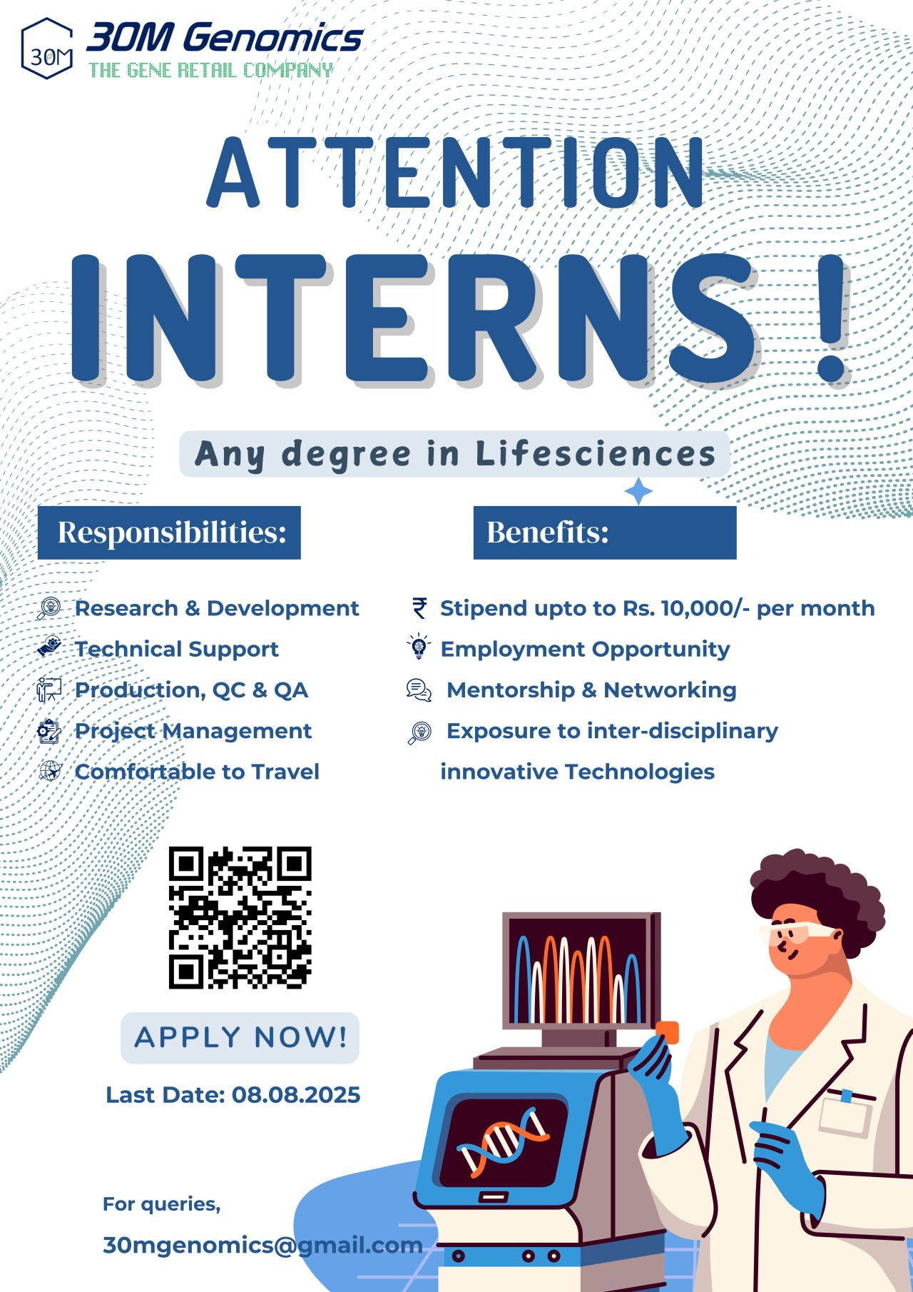 Life Sciences Internship – Apply | Stipend up to ₹10,000