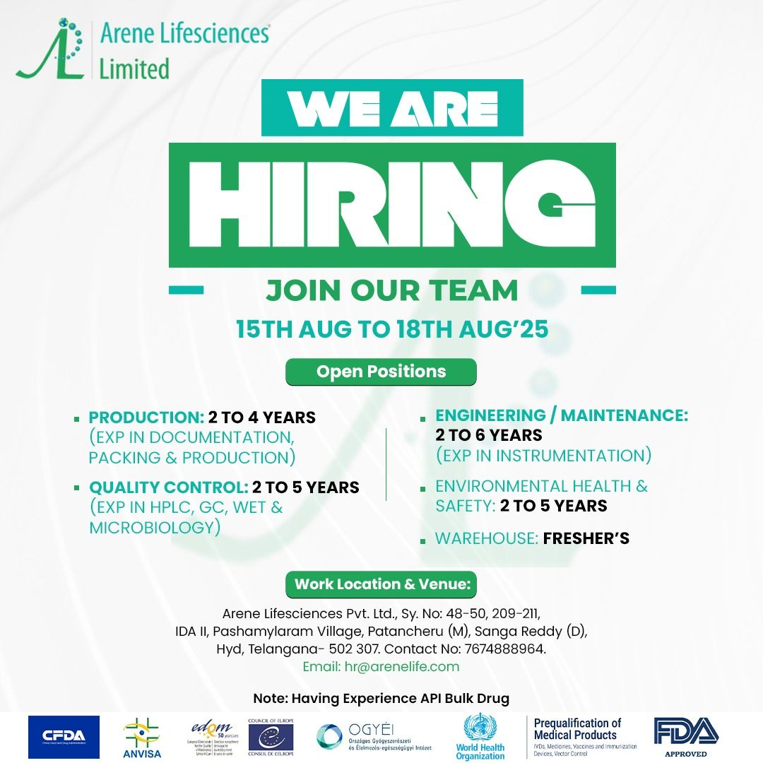Arene Lifesciences Walk-In Drive for Production, QC, EHS, Warehouse & Engineering