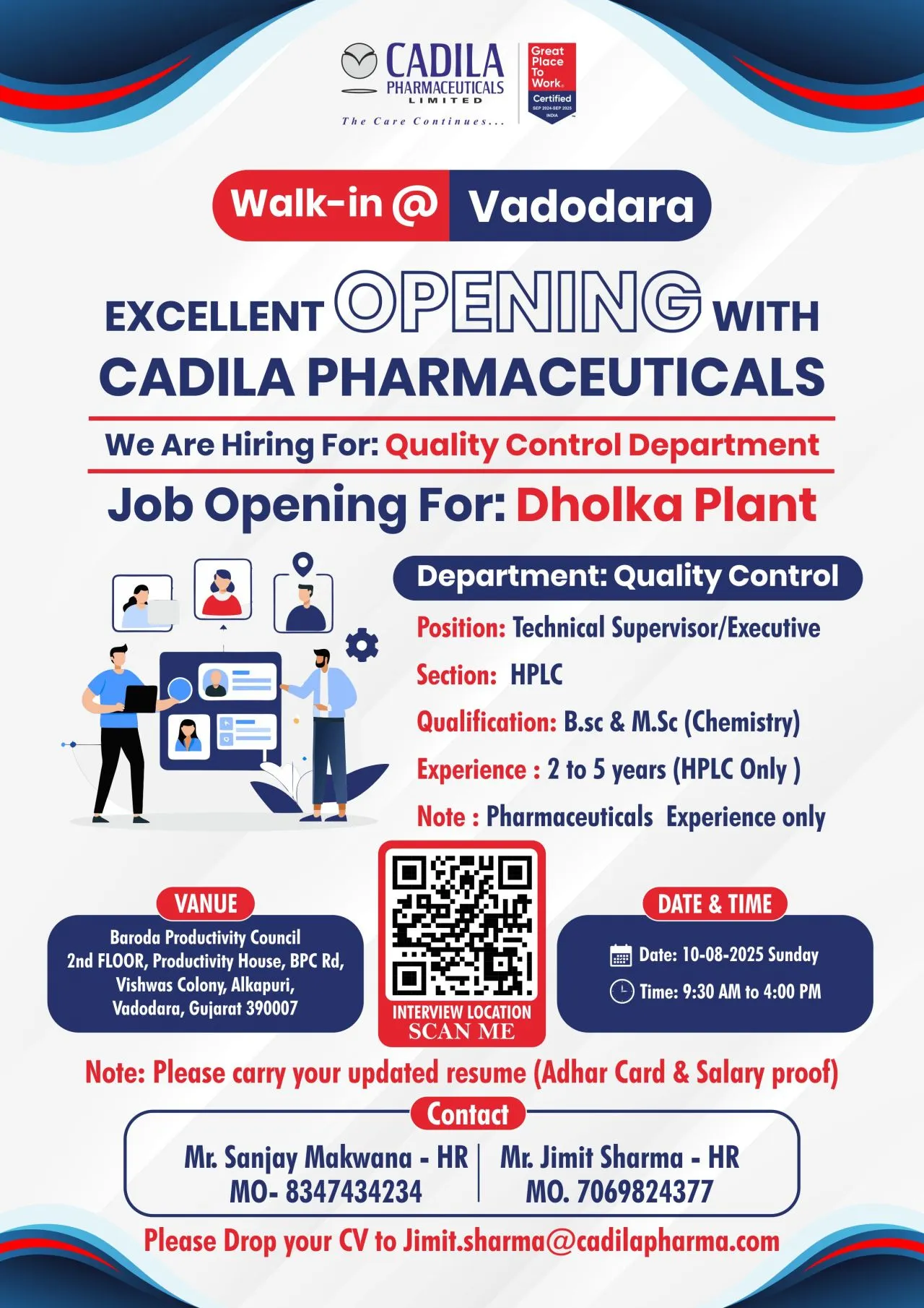 Walk In Interview – Quality Control Executive Jobs