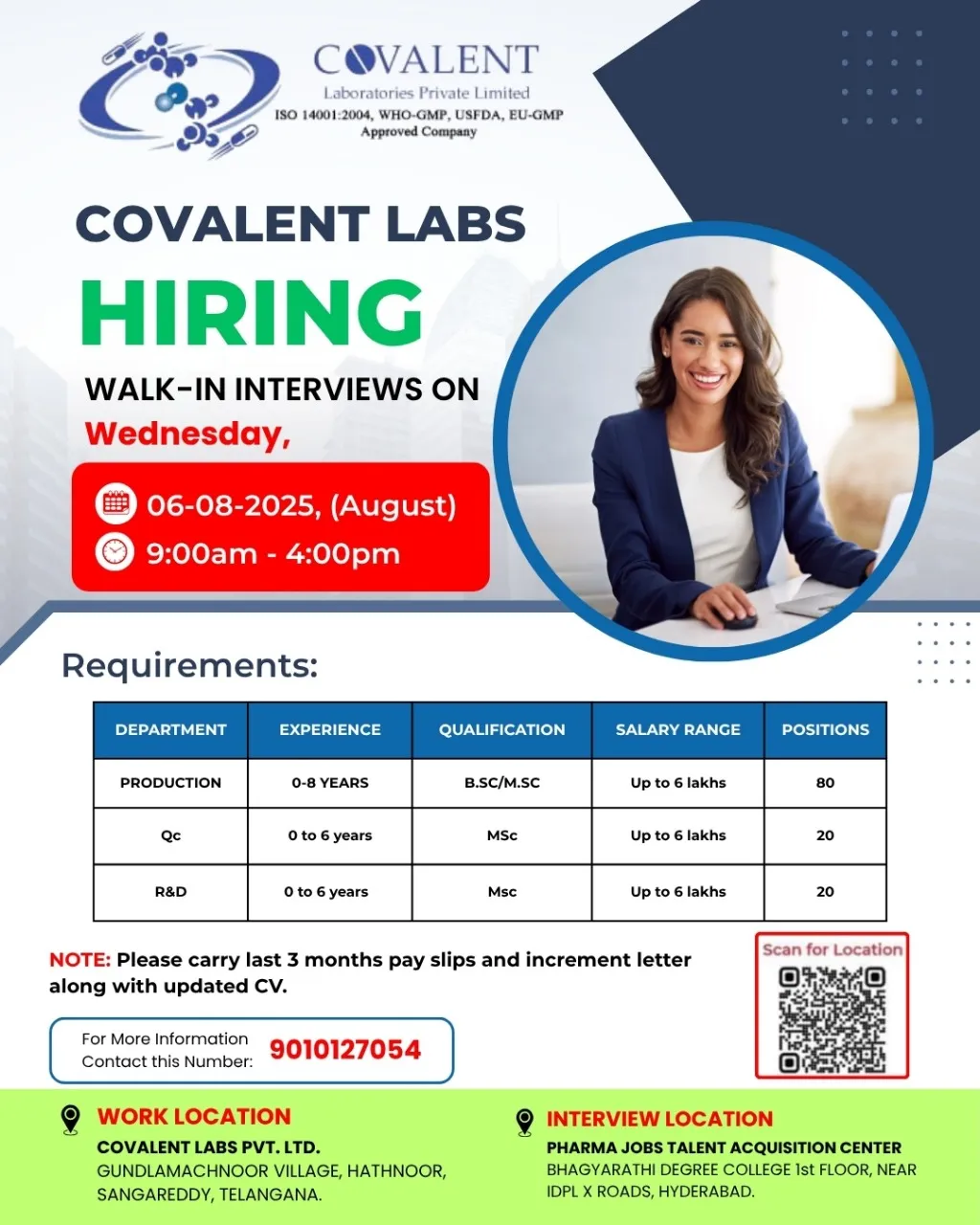 Walk-In Interview | 120 Openings in Production, QC & R&D