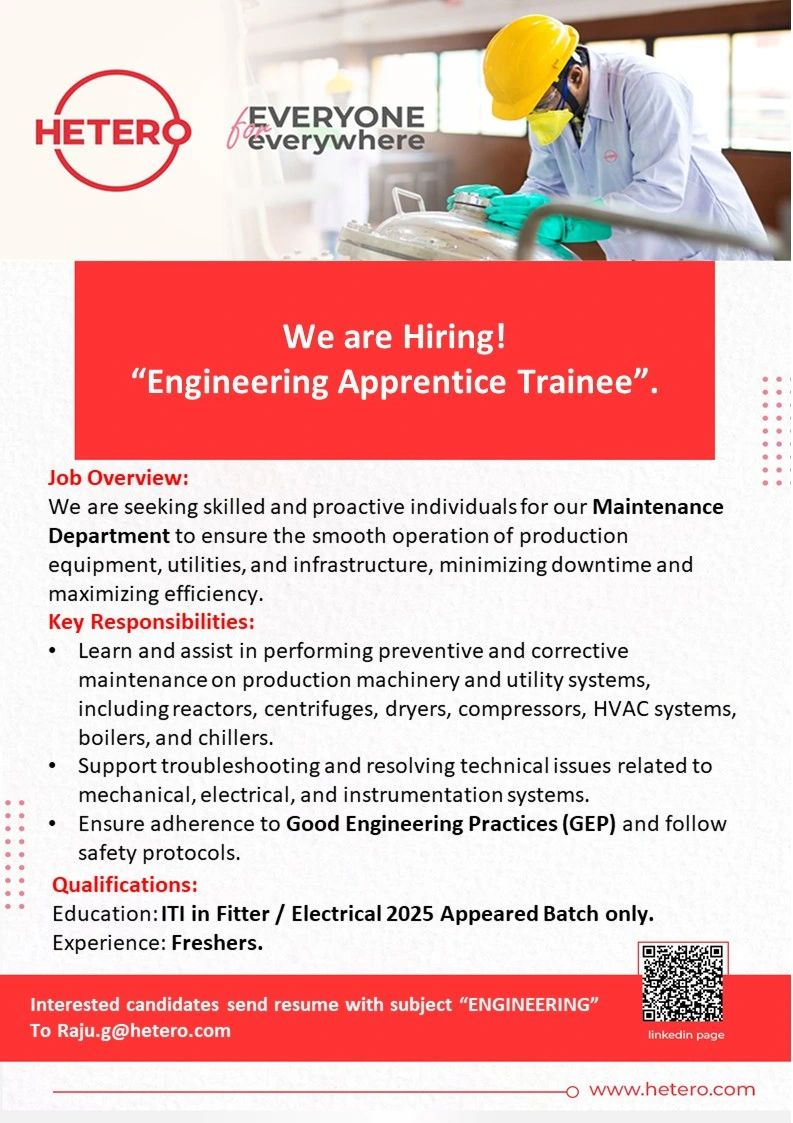 Pharma Job Openings (Indegene, Aurigene, Hetero)