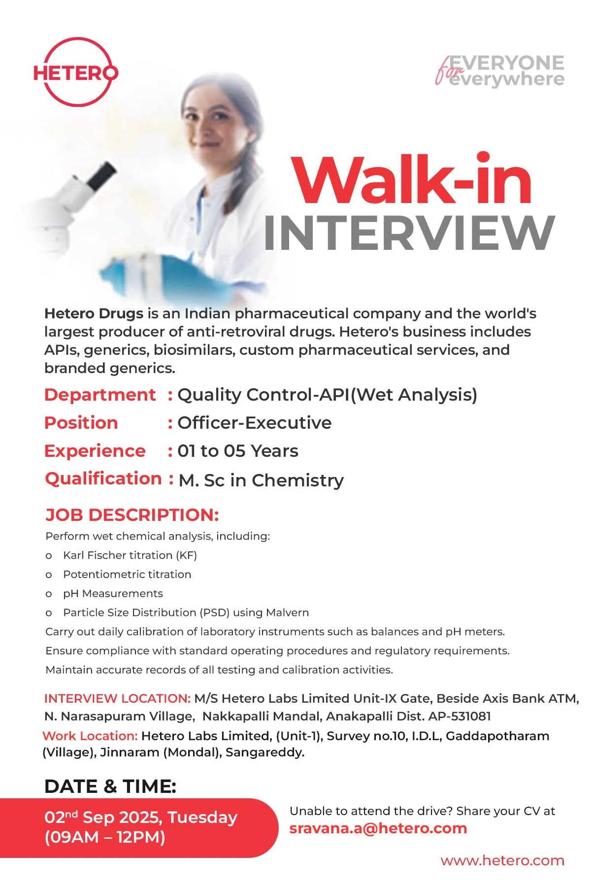Latest Pharma Job Openings – ICPA, Ipca, Hetero, Purica, Dr. Reddy’s, Micro Labs Hiring Across QC, QA, Production, RA & More