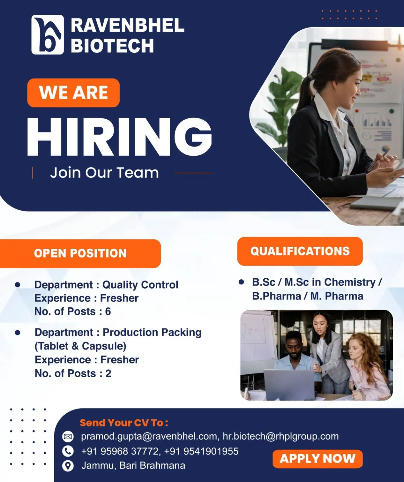Ravenbhel Biotech Hiring Freshers – QC & Production Packing Jobs | B.Sc, M.Sc, B.Pharm, M.Pharm