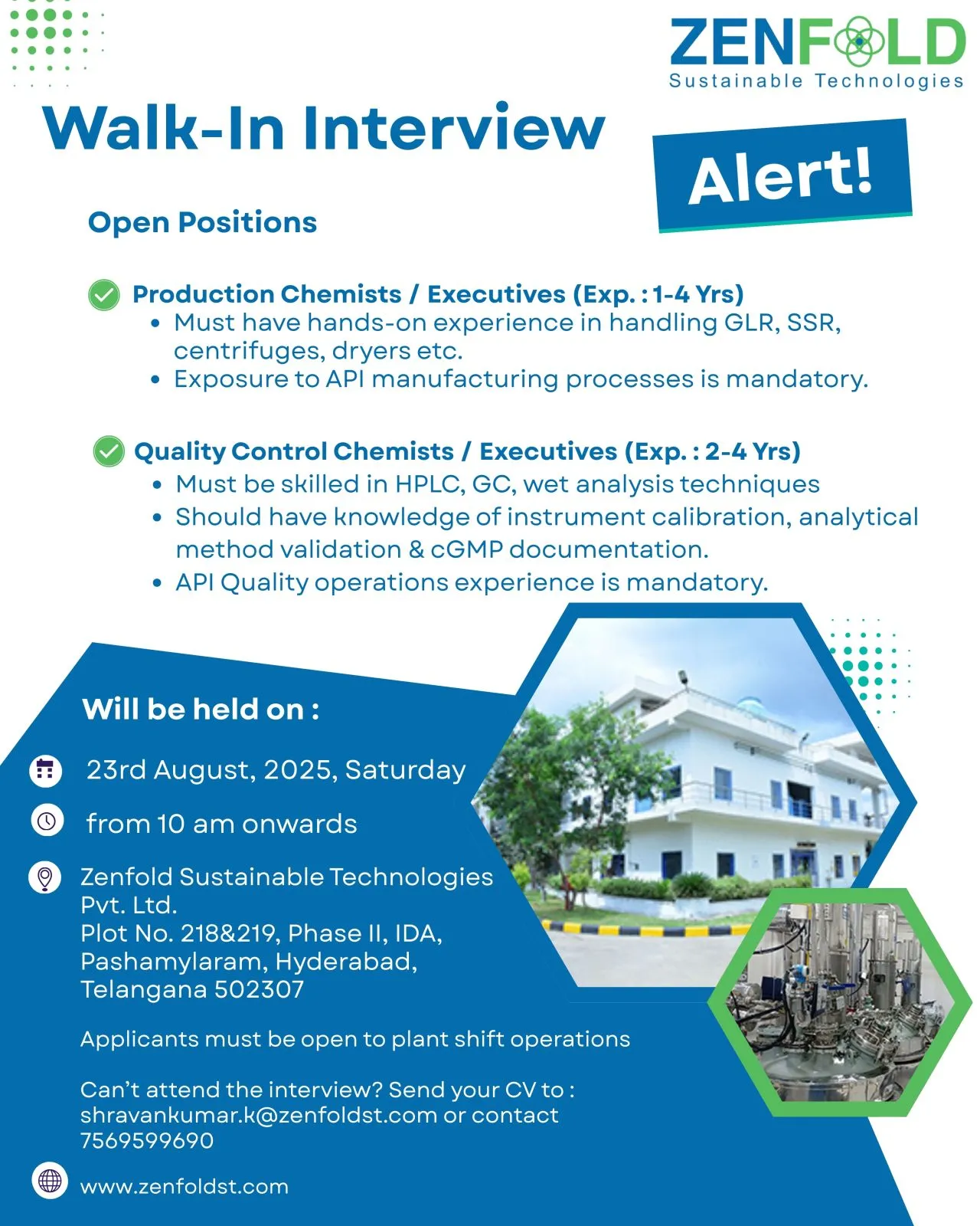 Manufacturing, AR&D, R&D, IPR Jobs | Pharma Openings in Hyderabad, West Bengal, Telangana & More