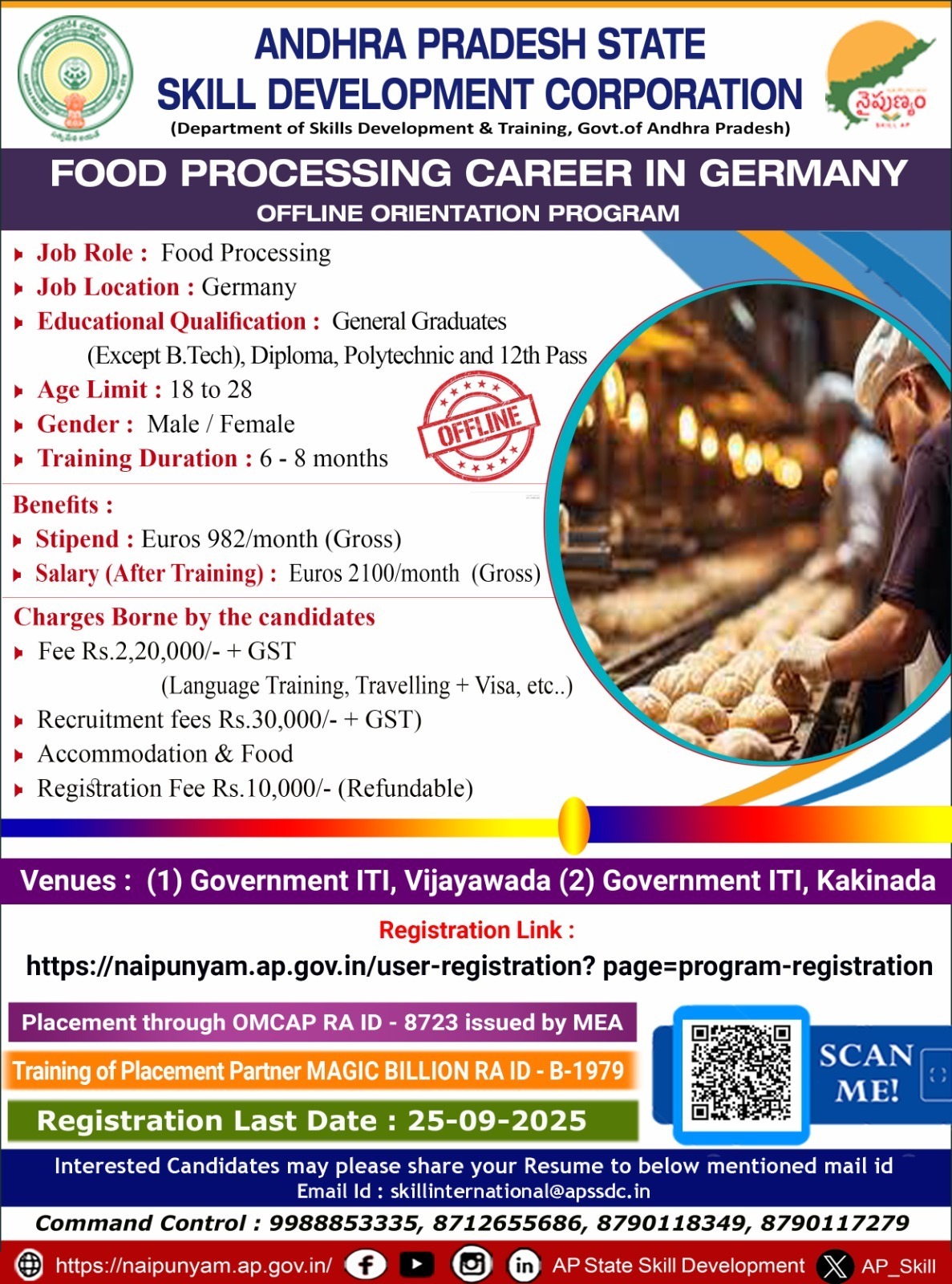 Career Opportunity in Germany – Food Processing Sector | APSSDC & Magic Billion