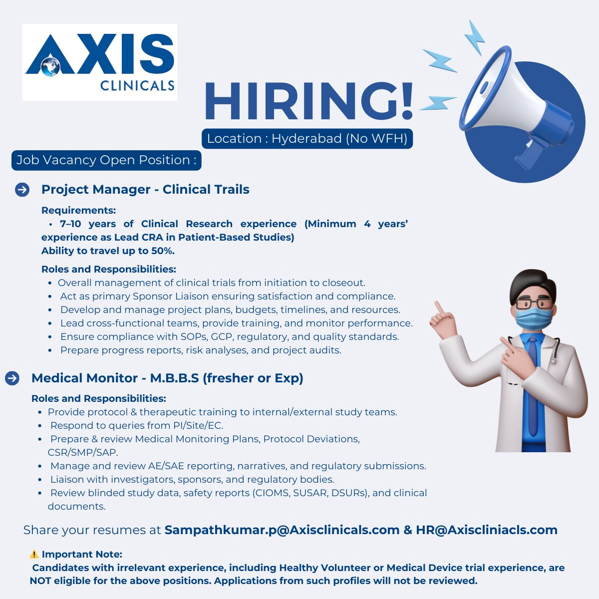 Axis Clinicals, Concord Biotech, Lilly, Jubilant Biosys & SP Accure Labs Walk-In & Hiring – Pharma Careers