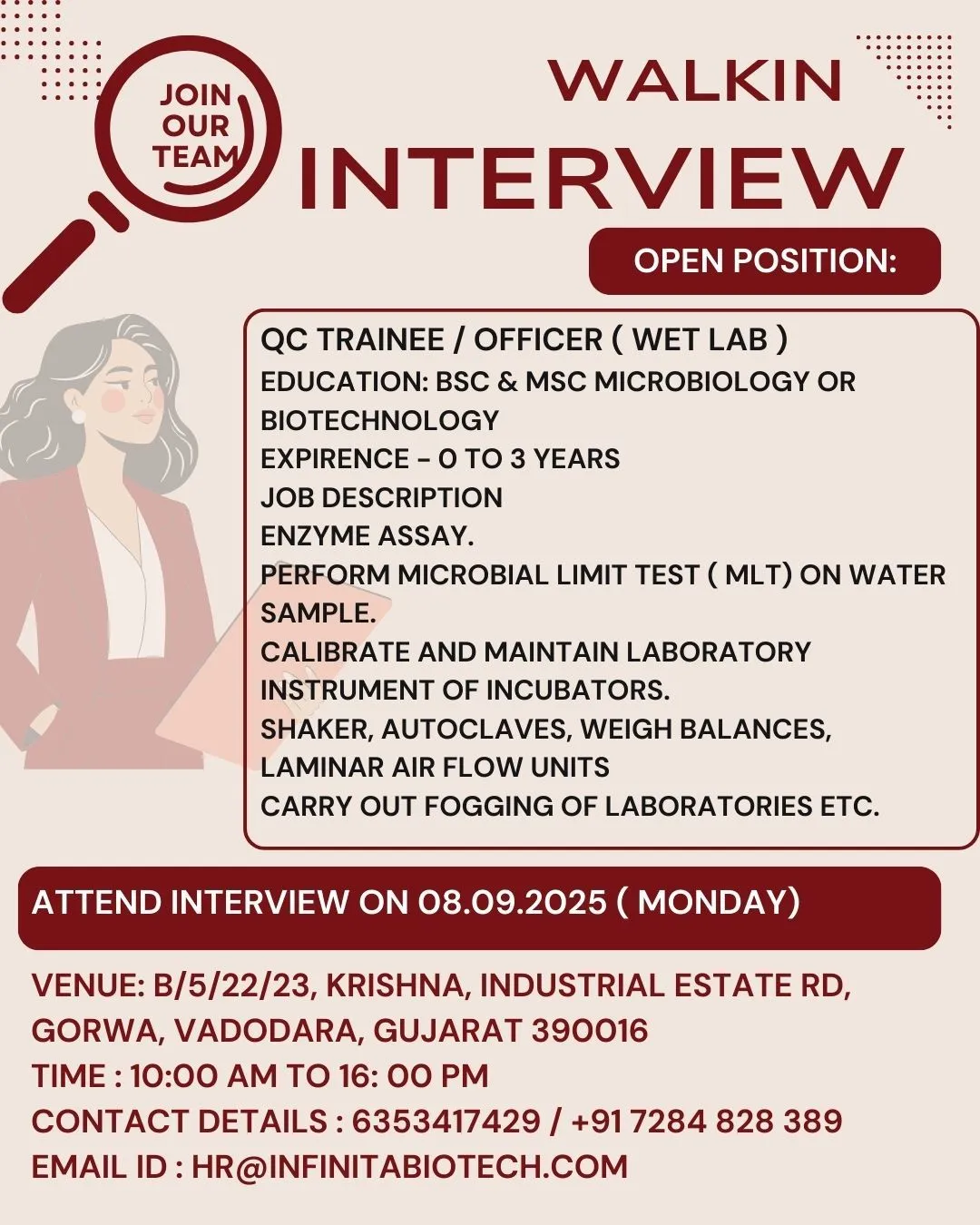Walk-In Interviews | Pharma Jobs in Production, QC, QA, ADL, Microbiology