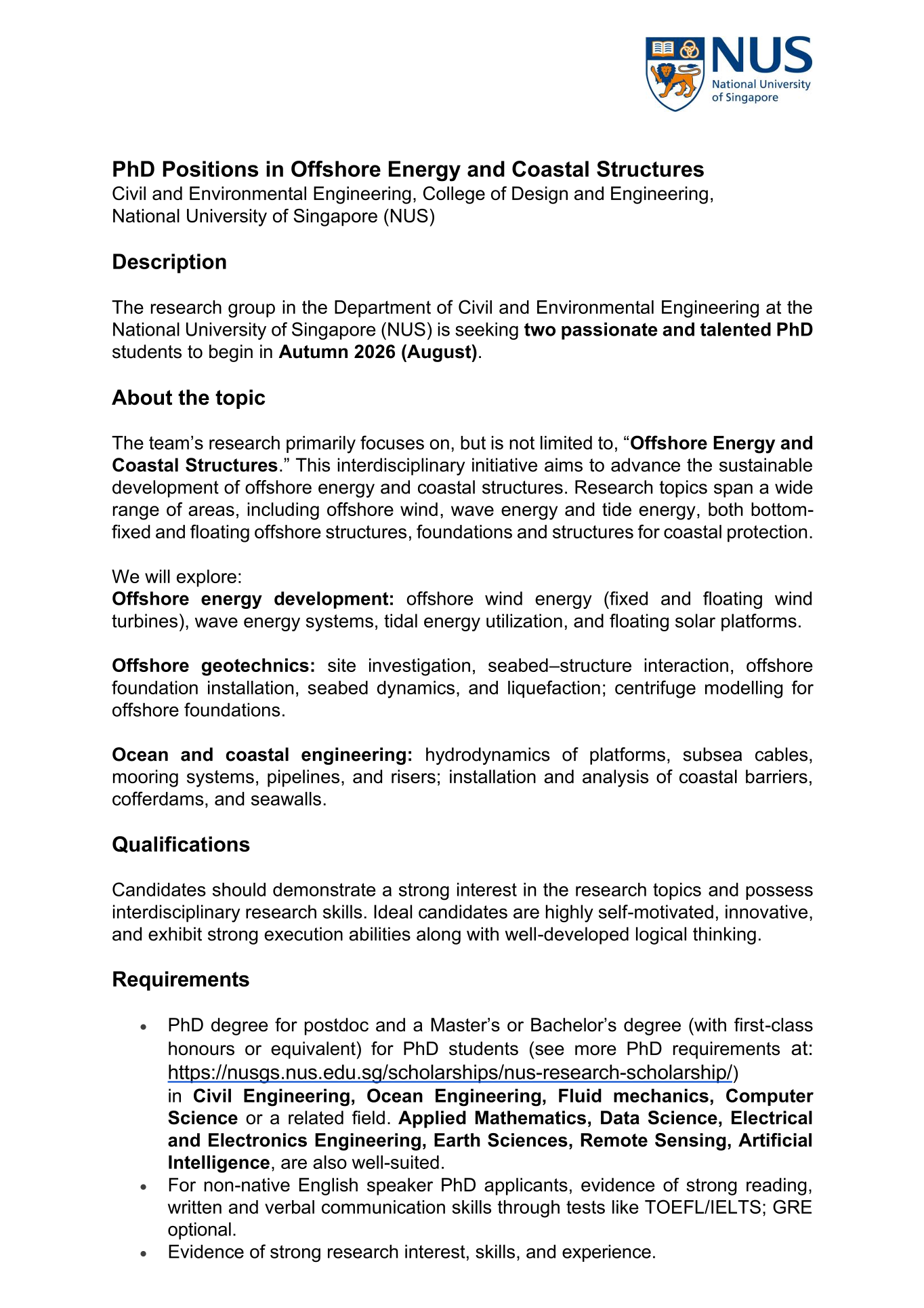 Apply for Fully Funded PhD Positions