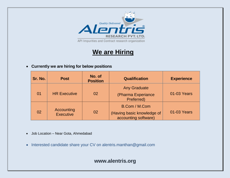 Hiring Freshers and Experienced Professionals for HR, Accounting and Software Engineering roles
