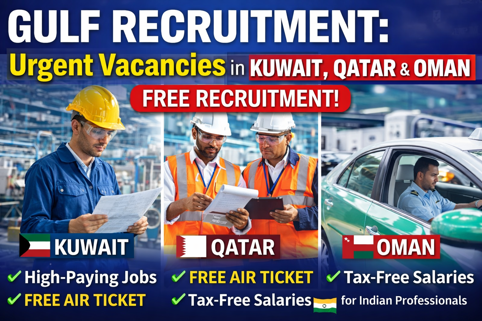 Gulf Recruitment: Urgent Vacancies in Kuwait, Qatar and Oman